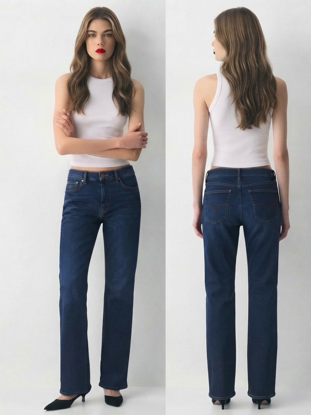 Gap Curved Stretch Straight Leg 10 30 Mid Rise Dark Rinse Jeans Zip Denim Retro